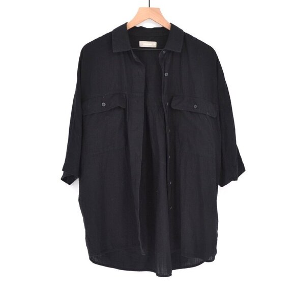 Everlane The Cotton Tourist Shirt Button Down Kimono Sleeve Hi Lo Hem Black S - Picture 2 of 5